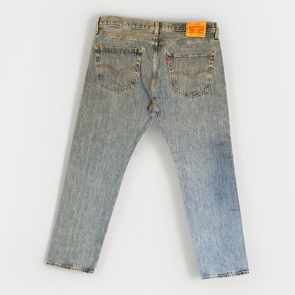 Levis Jeans 501 Men's Jeans Blue Denim Straight Leg Button Fly Size 35x30 - Picture 6 of 12